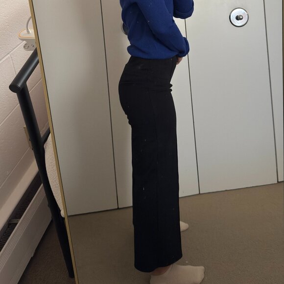 H&M Black Cropped Pull-On Wide Leg Trousers - Picture 2 of 4